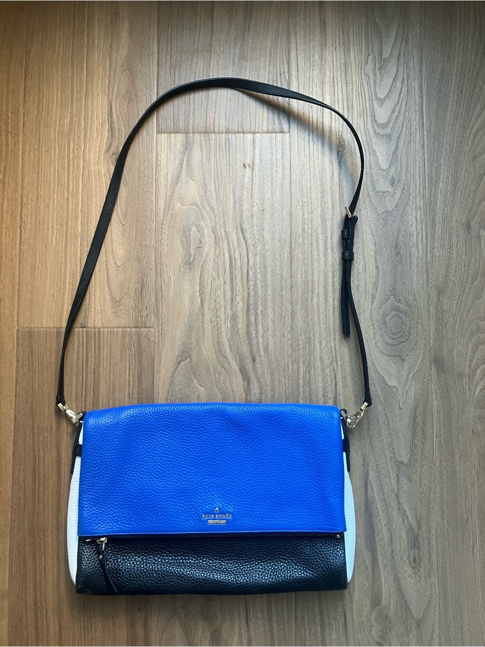 kate spade Blue, Black & White Leather Colorblock Crossbody